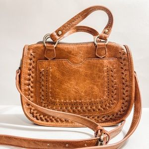 Anthropologie Antik Kraft Brown Leather Crossbody